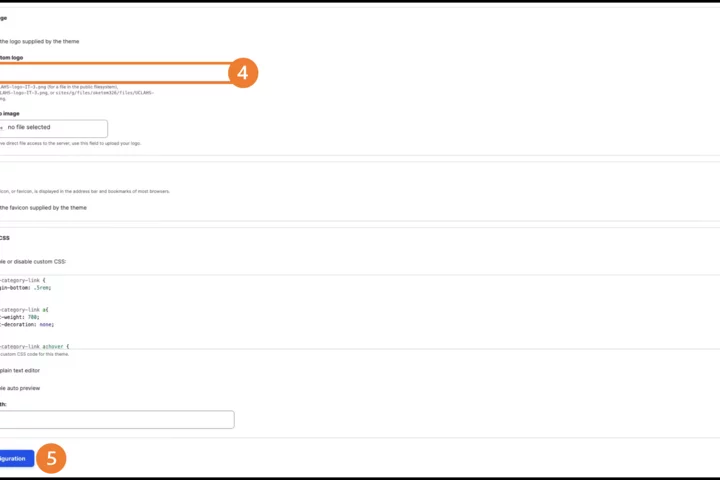 Configuration path to custom logo box steps 4 and 5