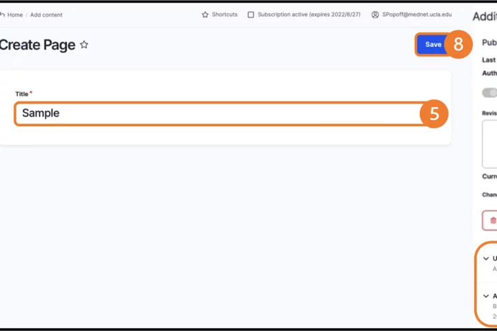 Example of edit node page (steps 5 to 8)