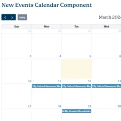 Example of Events Calendar month view option